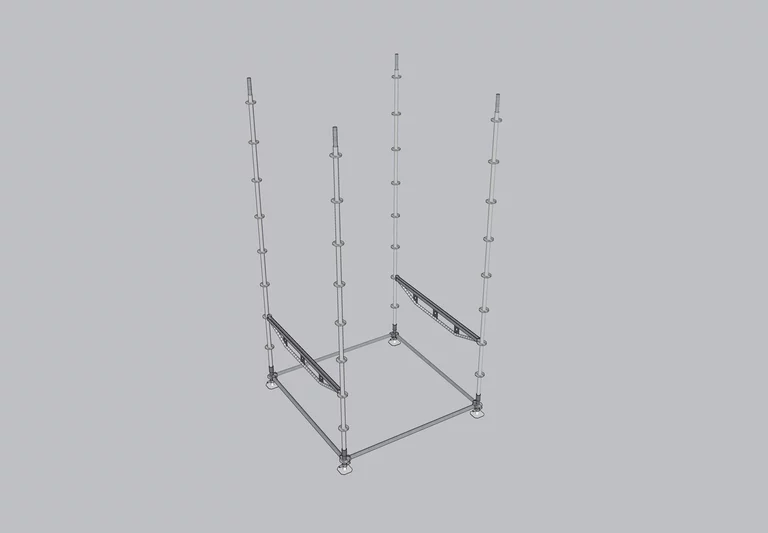 Modulgerüstsystem als technische 3D-Visualisierung